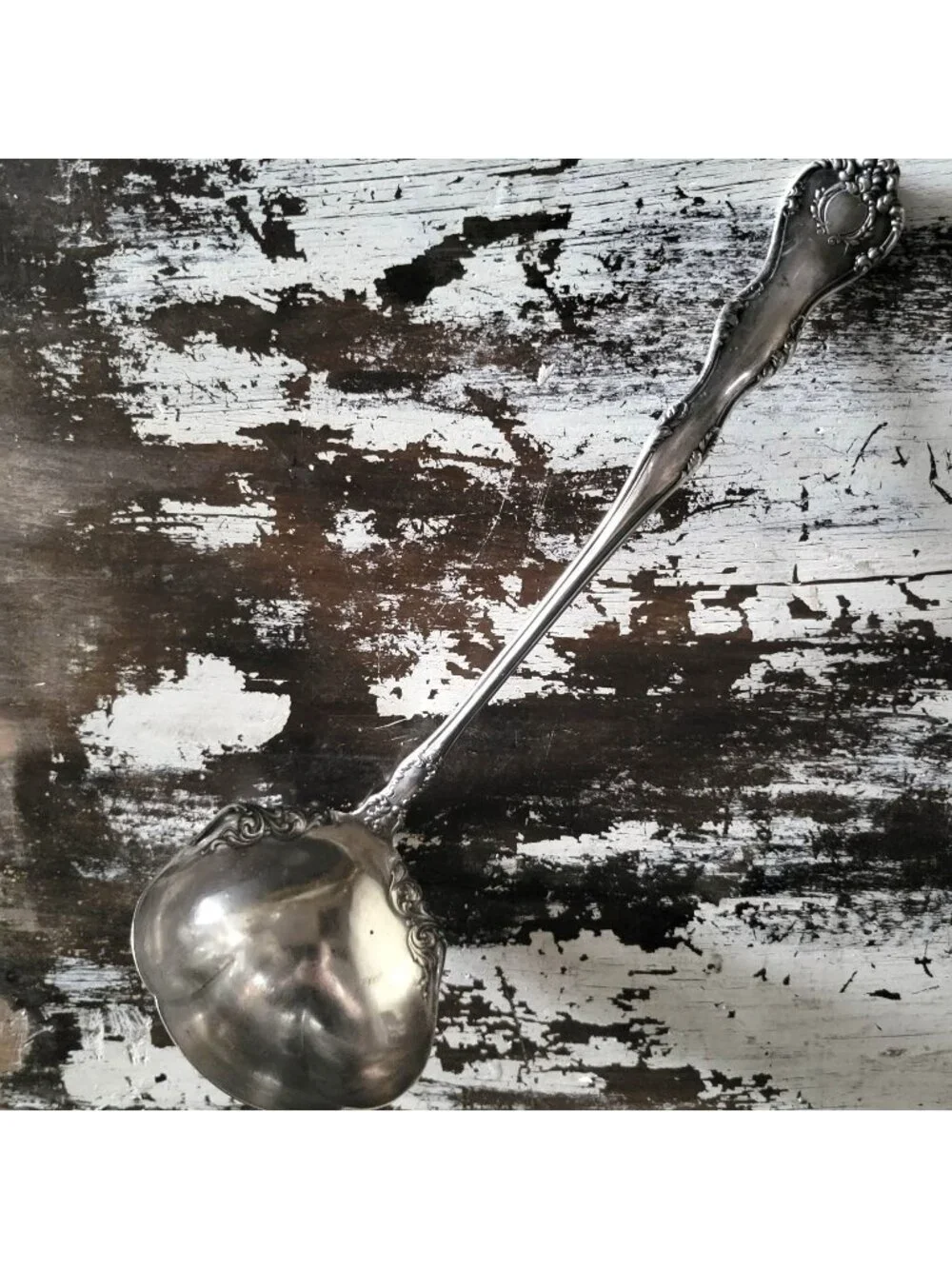 Vintage Rogers & Sons Silverplate Ornate Ladle With Scroll Design 12